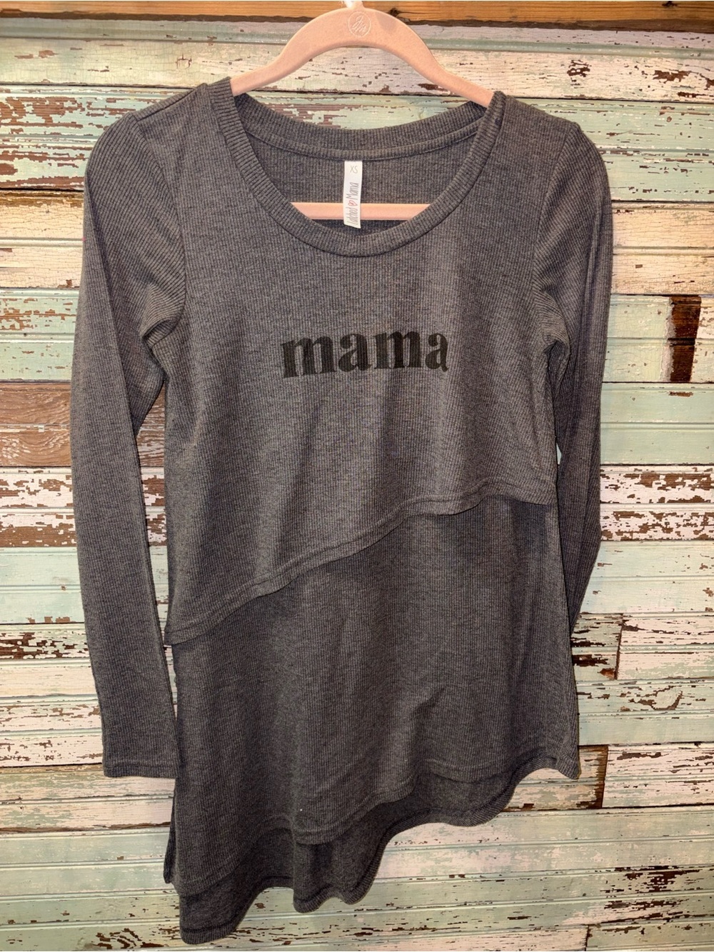 Latched Mama Gray "mama" easy access nursing Thermal Top